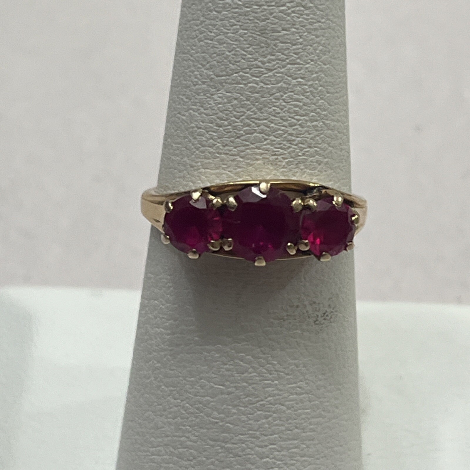 14kt Solid Gold Lab Created Ruby Ring Sz 7 - image 2