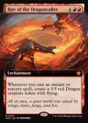 Light Play, English MTG Foil Rite of the Dragoncaller - Foil - Extended Art Foun