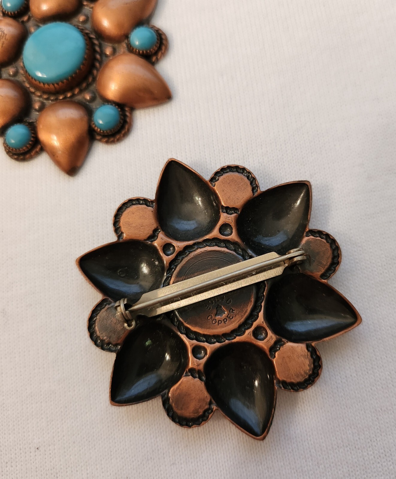 Copper Bell Solid Copper Cabochon Flower Necklace… - image 3