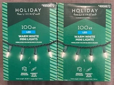 Holiday Living 100ct LED Warm White Mini String Christmas Lights, 26’ *2 Packs*