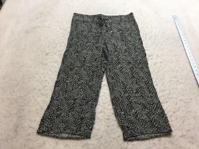 89th Madison Capri Pants Womens L Large Black White Speckled Drawstring Tie  | eBay