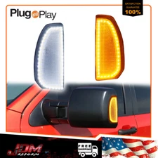 Switchback LED Towing Mirror DRL Turn Signal Marker Clear Pair For Toyota Tundra