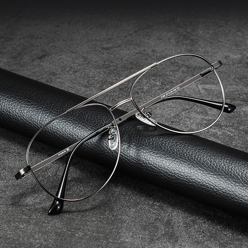 Vintage Men's Large Pilot Titanium Glasses Ultralight Nearsighted Eyewear