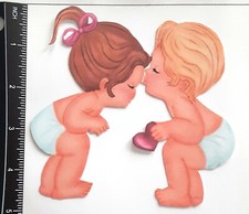 3D Baby Boy Girl Kissing Heart Love Valentine Scrapbook Card Embellishment 4027