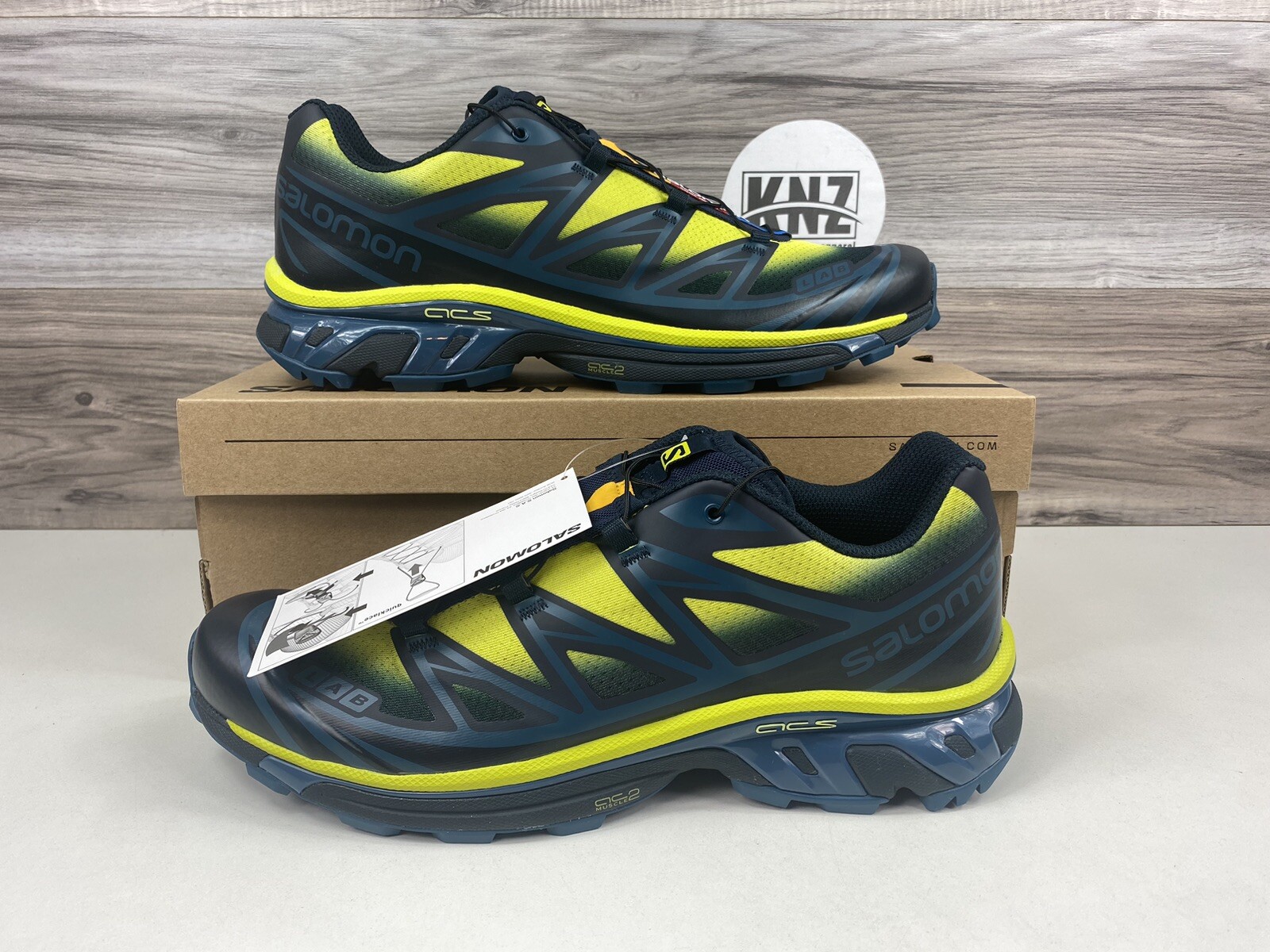 **Salomon XT 6 Skyline Uomo Carbonio Blu Lime Giallo Running (474404)