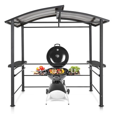 EAGLE PEAK 8x5 ft Double-Tier Polycarbonate Steel Frame Outdoor BBQ Grill Gazebo