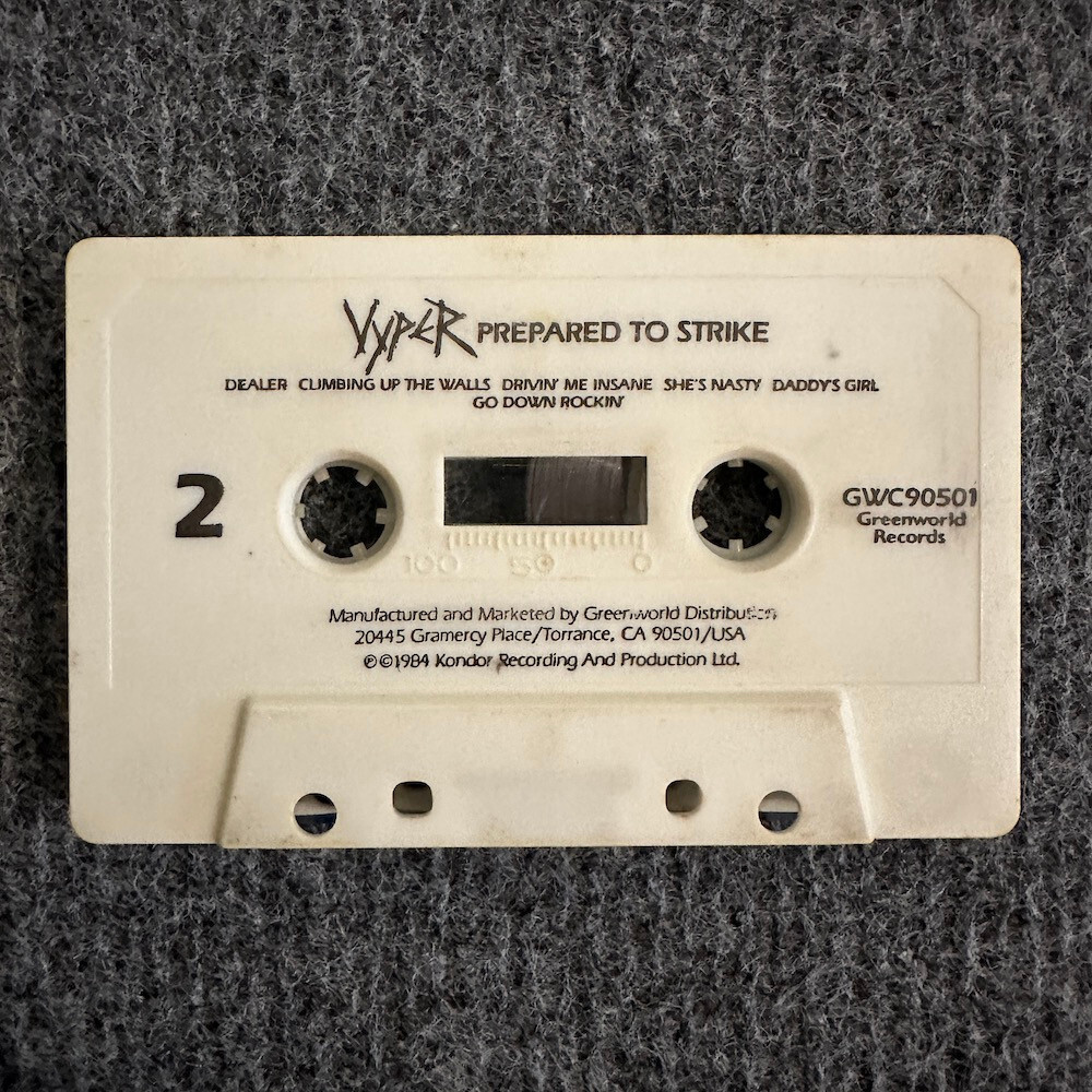 Vyper Prepared To Strike Cassette Tape 1984 2 NonLP Tracks Metal Hard