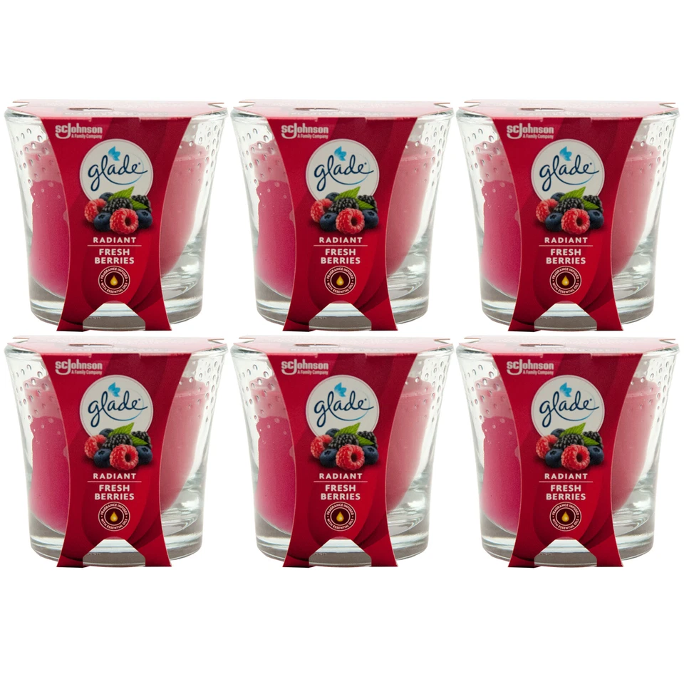 glade Duftkerze RADIANT FRESH BERRIES 6 x 129g Himbeere - Erdbeere - Magnolie - Bild 1 von 1
