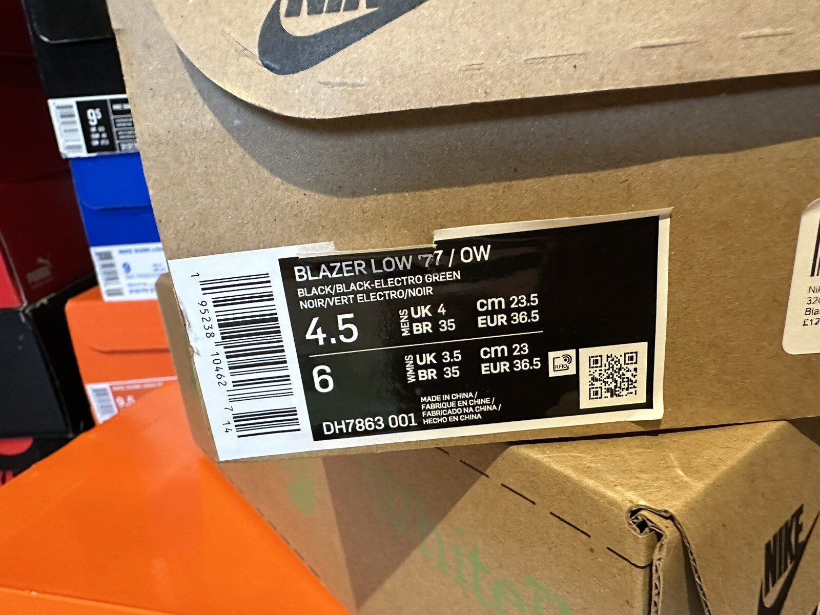 OFF WHITE X NIKE Taglia UK 4 Nike blazer basso x bianco sporco nero 2022