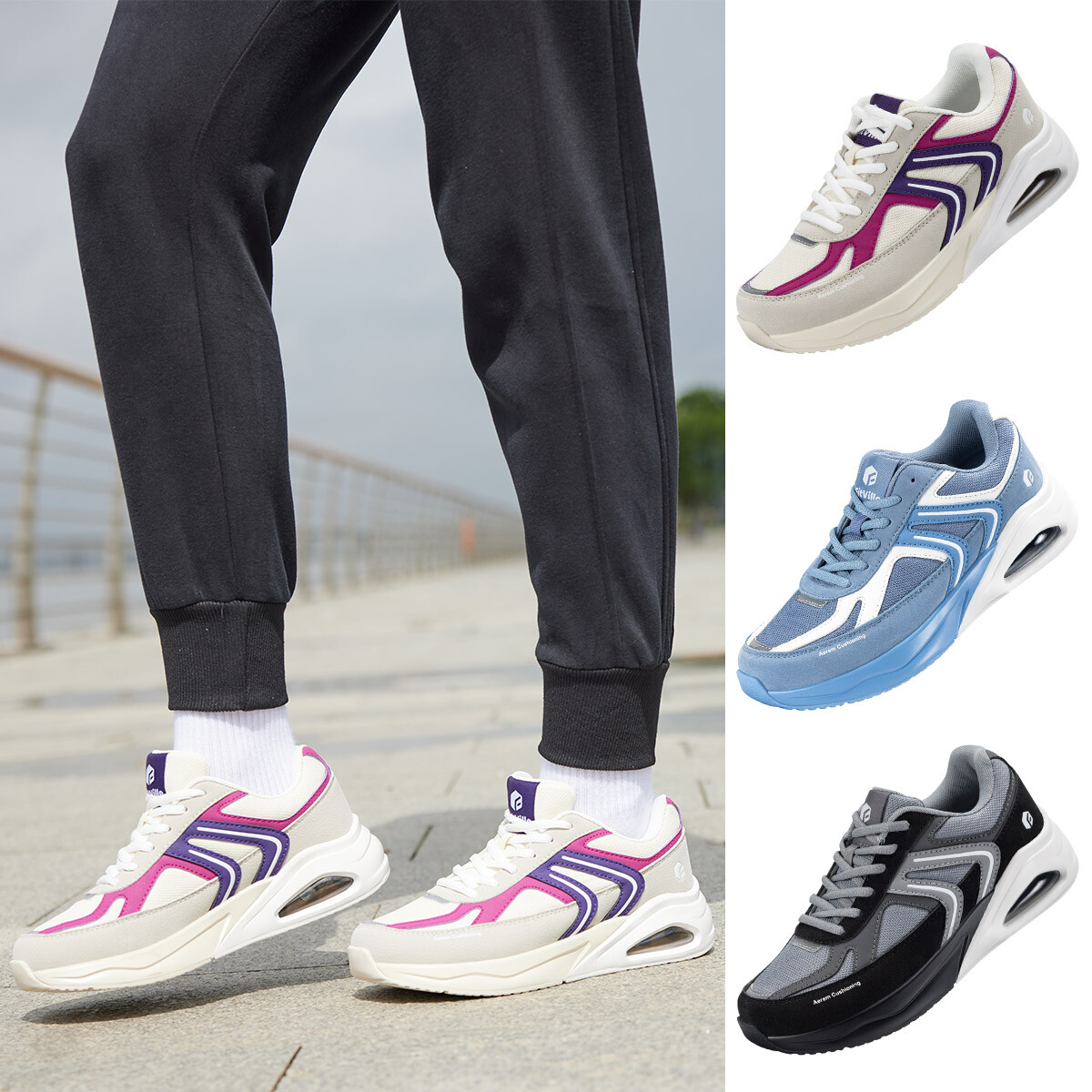 FitVille Women's Air Cushion Sneakers Wide Walking Shoes for Planter  Fasciitis