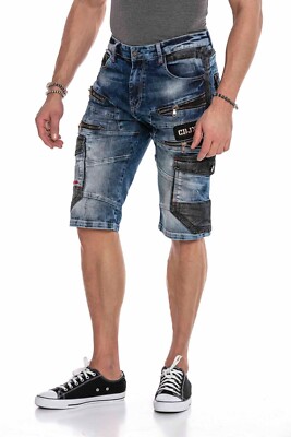 Cipo & Baxx RAYMOND Herren kurze Jeans Shorts cargo Denim blau CK234 alle Gr.