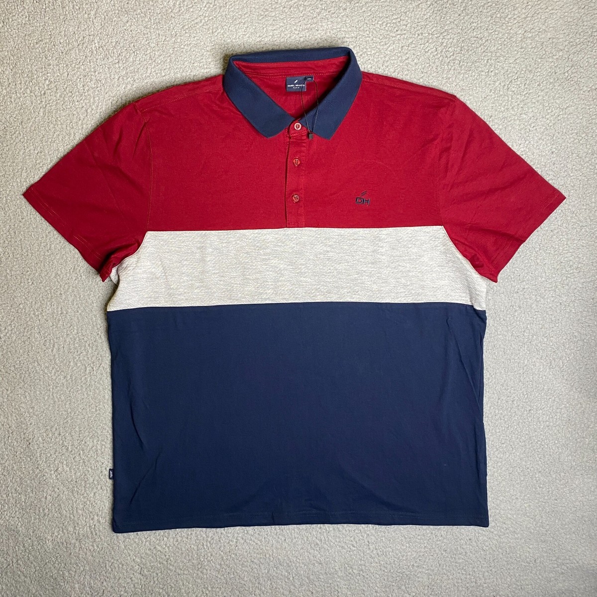 Daniel Hechter Paris Polo Shirt Mens 2XL Red White Blue Color