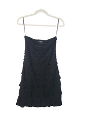 Express Ruffle Mini Dress Women's M Black Sleeveless Party Cocktail Y2K
