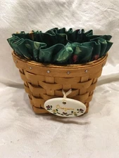 Longaberger NEW 1995 Oregano Booking Basket Liner Protector Tie-On Combo Set