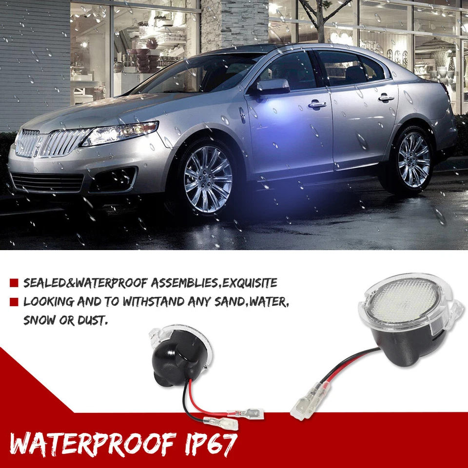 Luces de charco de espejo lateral LED azul hielo para Ford F150 Explorer Expedition Taurus Foto 4 de 4