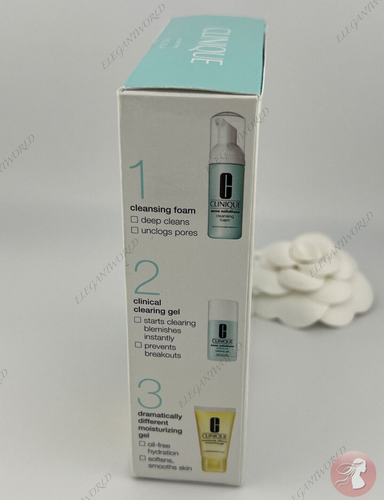 Clinique Acne Solutions Clinical Clearing Kit 3 PC Cleanser + Gel + Lotion NIB - Picture 12 of 13