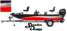 Swirl Graphic Abstract Design Wrap Fishing Bass Boat Red Vinyl Decal Kit  USA 