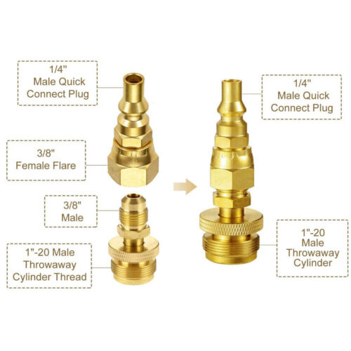 1PC 1LB Propane Disposal Adapter for 1/4" Quick Connect Adaptor for Gas BBQ USA - Picture 4 of 7