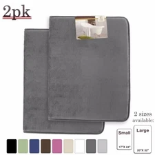 PACK OF 2: Luxurious Bath Mat Memory Foam Filled Non-Slip Absorbent Bathroom Rug