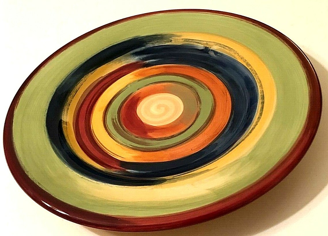 Retired Home American Simplicity Sangria Stripe Ceramic Stoneware Dinner Plate