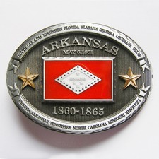 PATRIOTIC COWBOY RODEO WESTERN THE NATURAL STATE OF ARKANSAS FLAG BELT BUCKLE