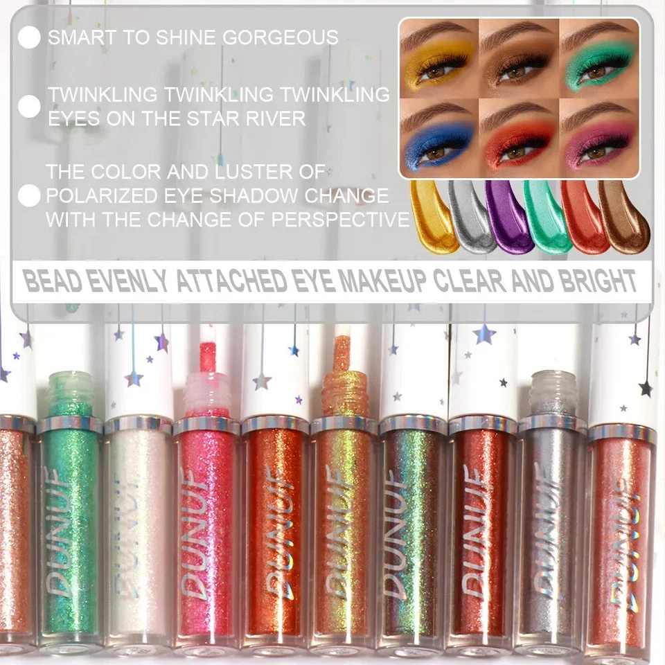 Diamond Liquid Eyeshadow Palette Shimmer Glitter Highlighter Metallic Eye shadow - Image 3 of 4