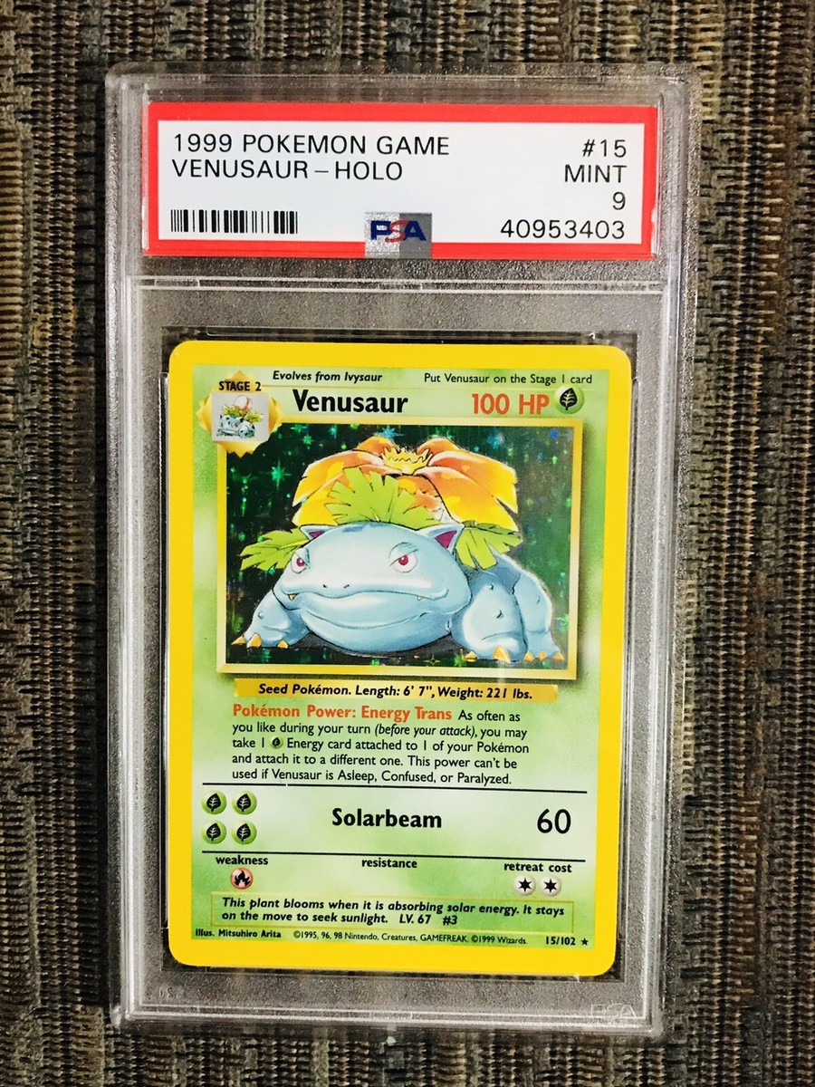 1999 Venusaur Base Set PSA 9 MINT #15/102 Pokémon Holo Starter