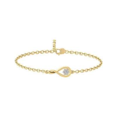 10k Yellow Gold Lab Grown Diamond Composite Bracelet 7'' Gift for Women