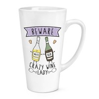 Beware VerrüCkte Wein Damen 483Ml Groß Latte Becher Tasse - Lustiger Witz Drunk