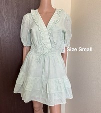 Free Assembly Women's Tiered Ruffle Mini Dress with Short Puff Sleeves,Small