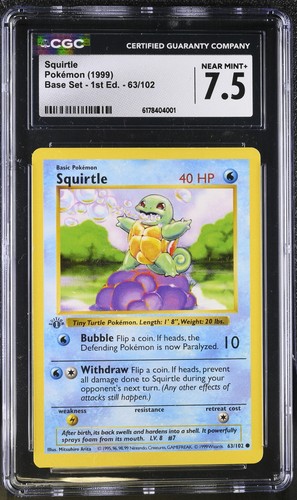 Squirtle (1st Edition) graded CGC 7.5 for sale on eBay