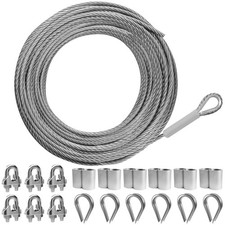 1/4" Wire Rope,50FT 304 Stainless Steel Cable Kit,7x19 50FT, Silver 