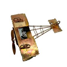 Vintage Brass Copper Metal Tin Music Box Airplane Plane Art Piece - SOLD AS IS