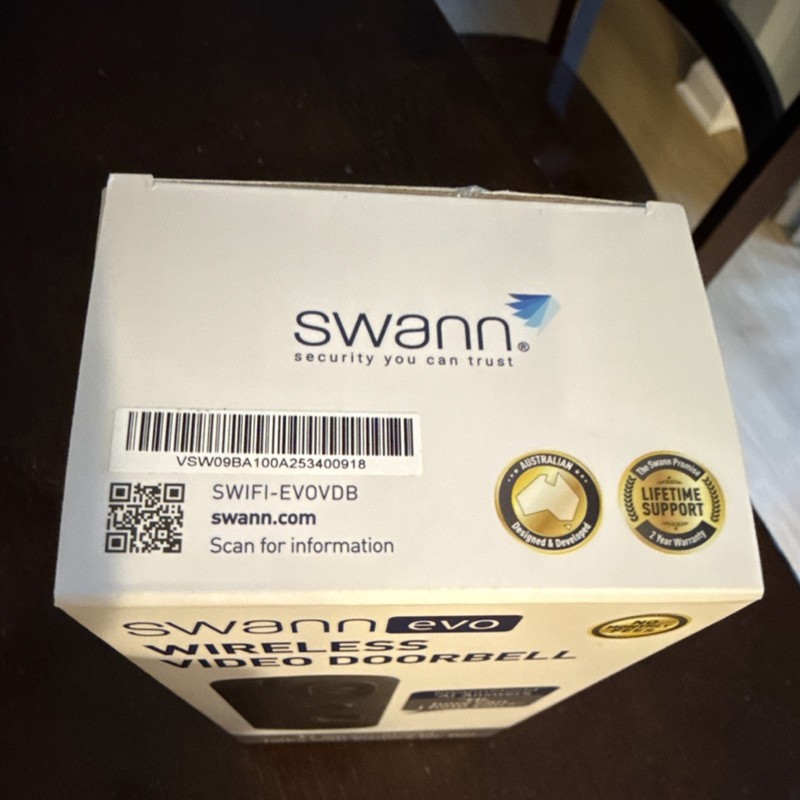 Swann Wireless Video Doorbell SWIFI-EVOVDB AI Answers Talks with Visitors Black