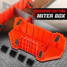 [90/45/22-1/2° Angle]Slot Woodworking Miter Saw Box w/ 4 Clamps for Carpenter