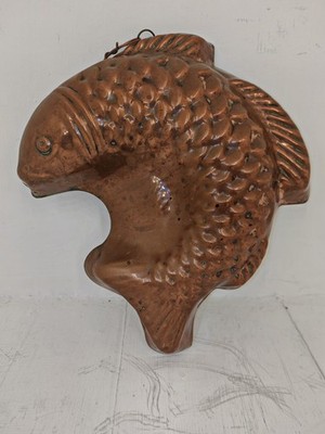 Vintage Tejo Portugal Kupfer Fisch Form Küche Dekor Wandbehang Marmeladenform (24)