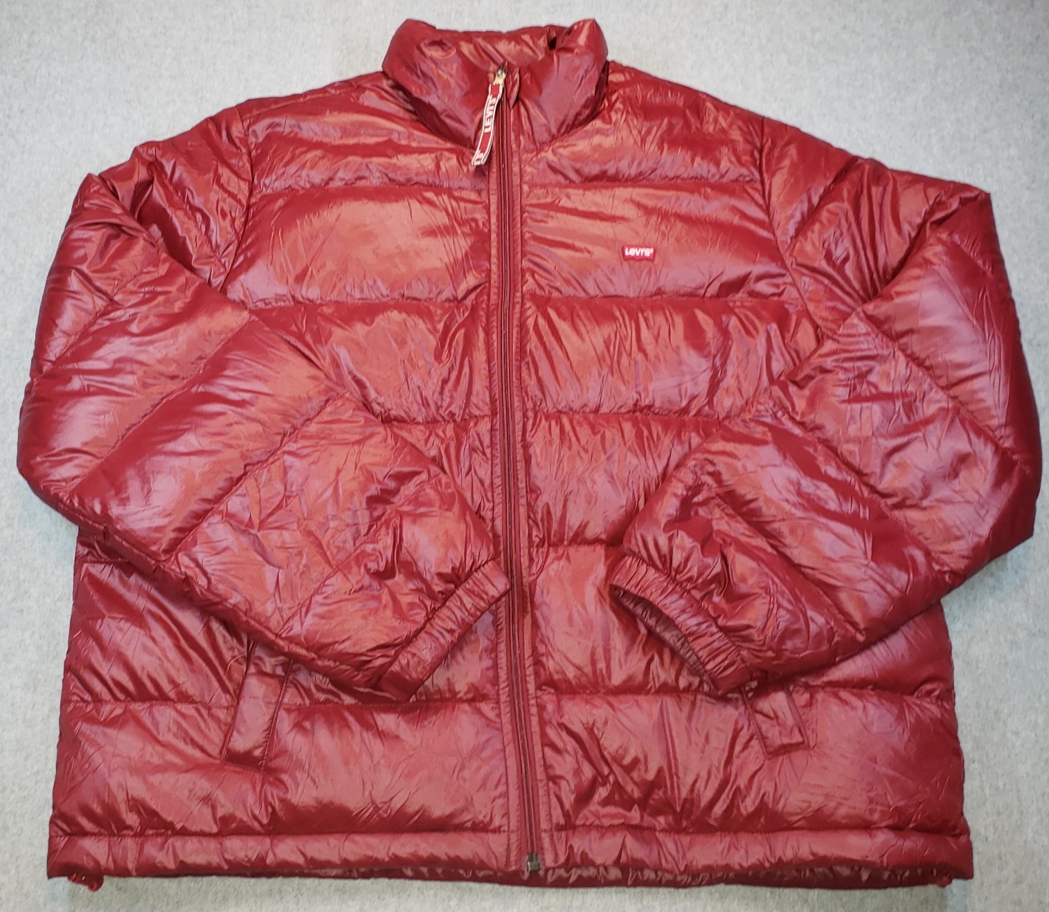 Levis Performance Packable Puffer Down Jacket Mens Red Sz XL Water Repellant
