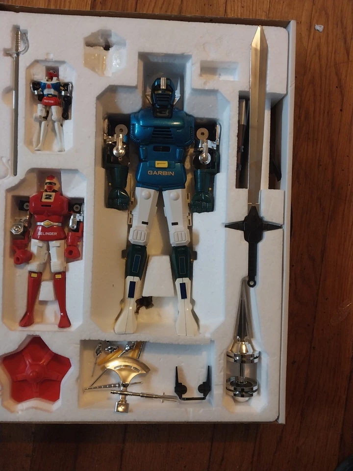 Godaikin 万代 20 世纪 80 年代 Chogokin Garbin Guardian 机器人 完整盒 复古 日本 — 第 3/3 张图片