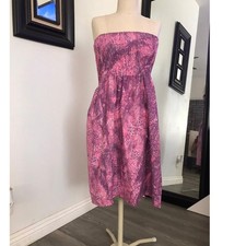 New! Manhattan-Blue Woman's Pink Tie-Dye Strapless Mini Dress Small