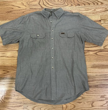 Carhartt IRR Original Fit Men's L Green Cotton Canvas Short Sleeve Button Work