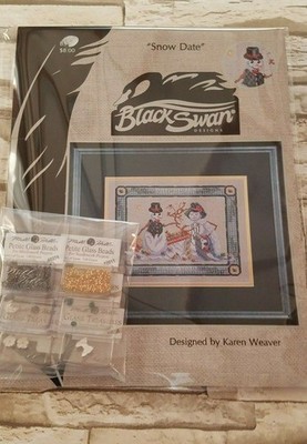 Snow Date Black Swan Designs Counted Cross Stitch Chart Beads Treasures