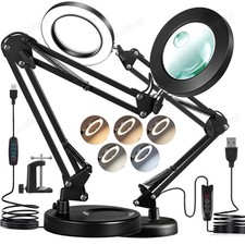 Lupe mit Licht und Ständer 10X-15X LED Licht Desktop Stand Leselupe Vergrößerung