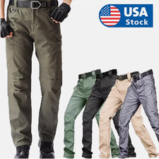 Men's Army Tactical Combat Waterproof Cargo Work Pants Outdoor Hiking Trousers