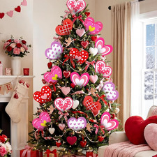 12 Pcs Valentines Day Decorations Tree Ornaments Large Red Pink White Heart Pick