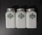 Set Of 3 Chef Boyardee Promotional By Hazel Atlas Milk Glass Shakers
