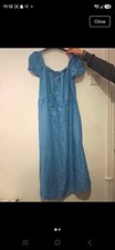 M&S Collection Blue Denim Square Neck Puff Sleeve Button Front Midi Dress 6
