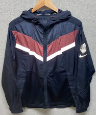 NWT Nike Mens Windrunner Running Jacket Black Red Full Zip Hooded Standard Fit L