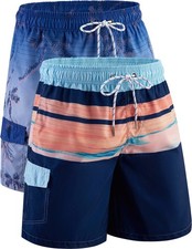 Men's 9" Quick Dry Swim Trunks with Mesh Lining and Cargo Pockets, Beach Shor...