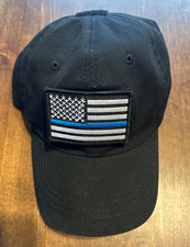 Black Tactical Operator Hat/Cap-With Removable Thin Blue Line/TBL USA Flag Patch