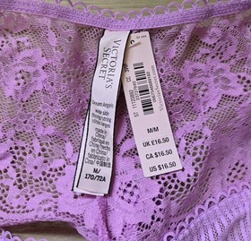 NWT Victoria's Secret Dream Angels Sheer Mesh Lace Wide Side Thong Panties Bow M